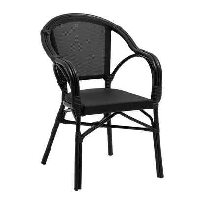 Euro Style - Ivan Stacking Armchair in Black Textylene Mesh with Black Frame (Set of 2) - 90580-BLK veiw 2