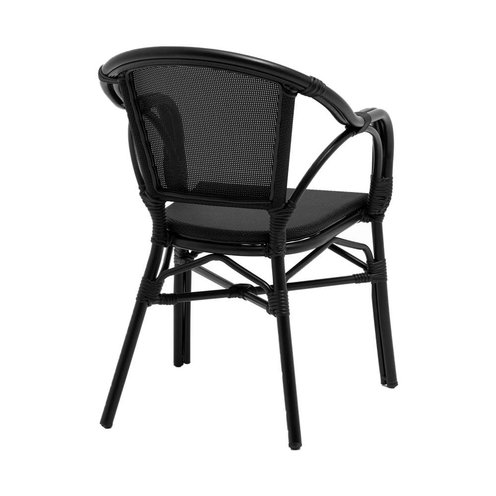 Euro Style - Ivan Stacking Armchair in Black Textylene Mesh with Black Frame (Set of 2) - 90580-BLK veiw 4