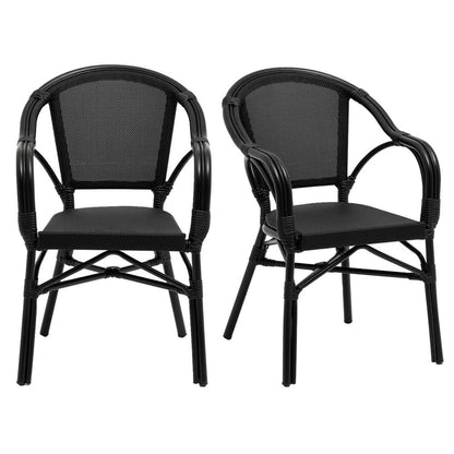 Euro Style - Ivan Stacking Armchair in Black Textylene Mesh with Black Frame (Set of 2) - 90580-BLK veiw 6