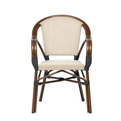 Euro Style - Ivan Stacking Armchair in Tan/White Textylene Mesh with Brown Frame (Set of 2) - 90580-BRN veiw 1