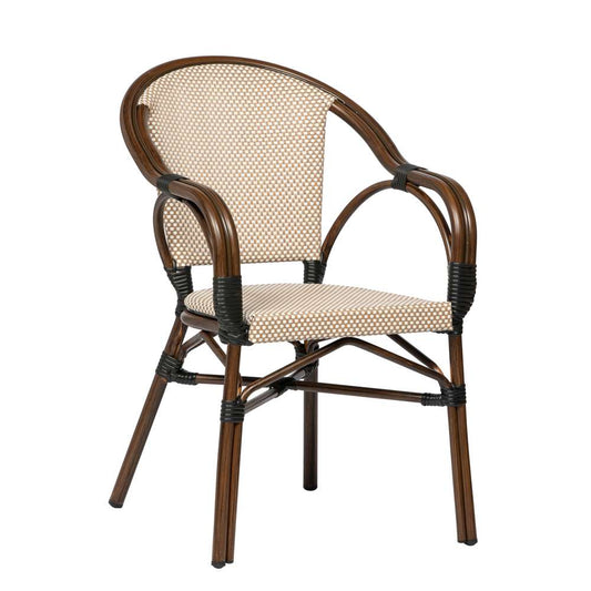 Euro Style - Ivan Stacking Armchair in Tan/White Textylene Mesh with Brown Frame (Set of 2) - 90580-BRN veiw 2