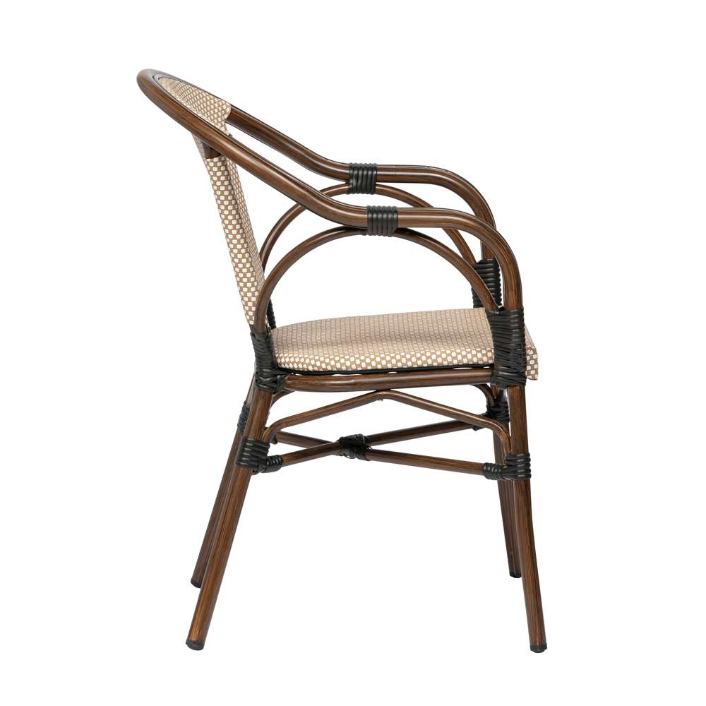 Euro Style - Ivan Stacking Armchair in Tan/White Textylene Mesh with Brown Frame (Set of 2) - 90580-BRN veiw 3