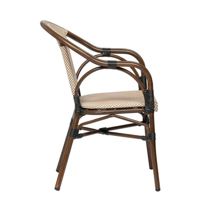 Euro Style - Ivan Stacking Armchair in Tan/White Textylene Mesh with Brown Frame (Set of 2) - 90580-BRN veiw 3