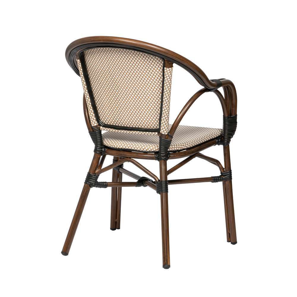 Euro Style - Ivan Stacking Armchair in Tan/White Textylene Mesh with Brown Frame (Set of 2) - 90580-BRN veiw 4