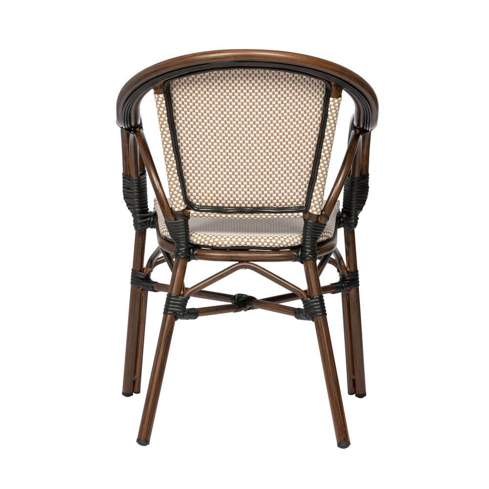 Euro Style - Ivan Stacking Armchair in Tan/White Textylene Mesh with Brown Frame (Set of 2) - 90580-BRN veiw 5