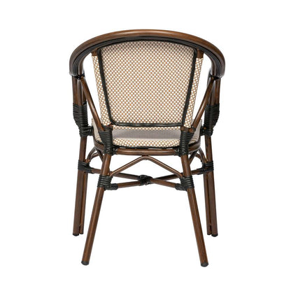 Euro Style - Ivan Stacking Armchair in Tan/White Textylene Mesh with Brown Frame (Set of 2) - 90580-BRN veiw 5