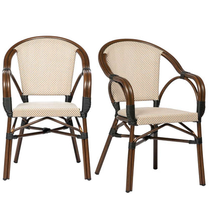 Euro Style - Ivan Stacking Armchair in Tan/White Textylene Mesh with Brown Frame (Set of 2) - 90580-BRN veiw 6