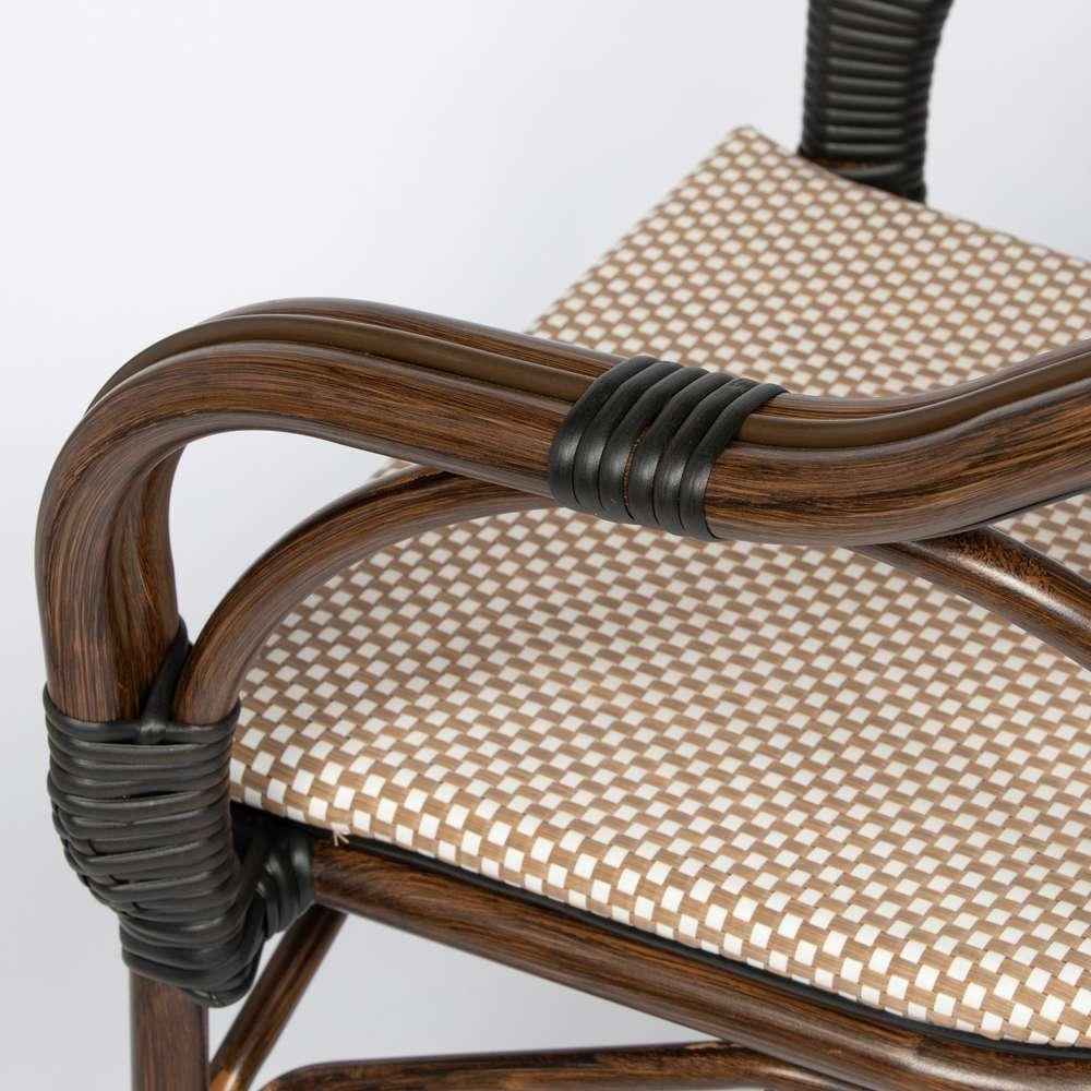 Euro Style - Ivan Stacking Armchair in Tan/White Textylene Mesh with Brown Frame (Set of 2) - 90580-BRN veiw 7