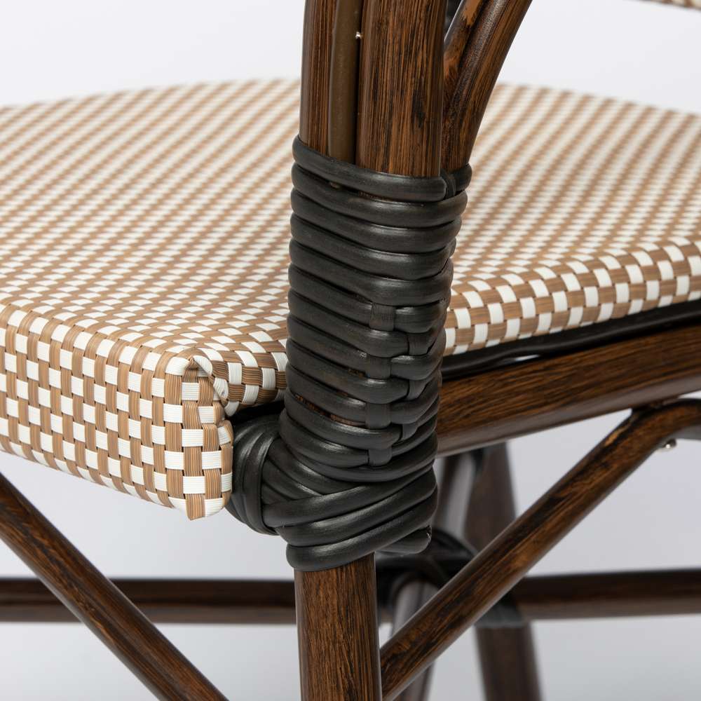 Euro Style - Ivan Stacking Armchair in Tan/White Textylene Mesh with Brown Frame (Set of 2) - 90580-BRN veiw 8