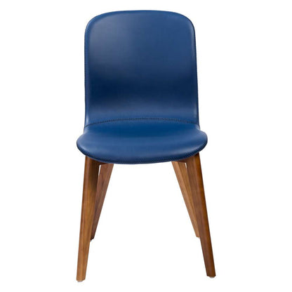 Euro Style - Mai Side Chair in Blue Leatherette with Walnut Stained Solid Wood Legs (Set of 2) - 38880BLU-MP2 veiw 1
