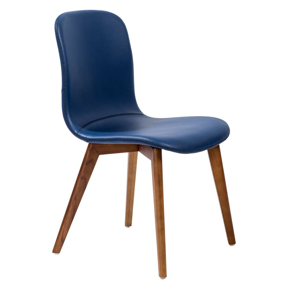 Euro Style - Mai Side Chair in Blue Leatherette with Walnut Stained Solid Wood Legs (Set of 2) - 38880BLU-MP2 veiw 2