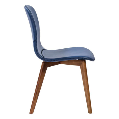 Euro Style - Mai Side Chair in Blue Leatherette with Walnut Stained Solid Wood Legs (Set of 2) - 38880BLU-MP2 veiw 3