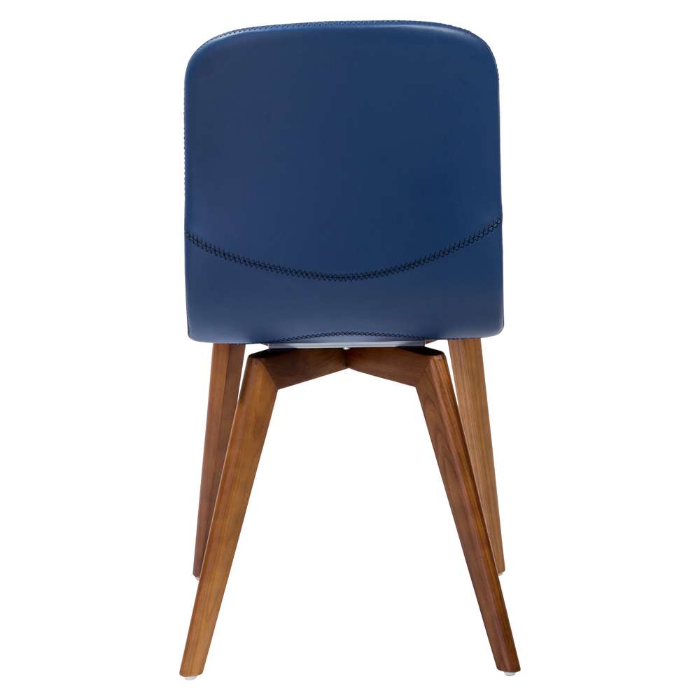 Euro Style - Mai Side Chair in Blue Leatherette with Walnut Stained Solid Wood Legs (Set of 2) - 38880BLU-MP2 veiw 5