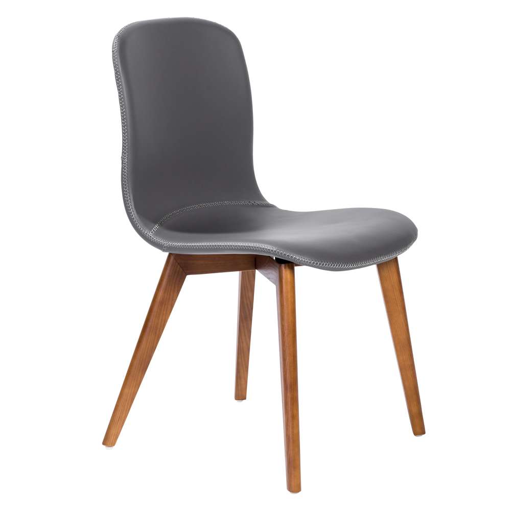 Euro Style - Mai Side Chair in Gray Leatherette with Walnut Stained Solid Wood Legs (Set of 2) - 38880GRY-MP2 veiw 2