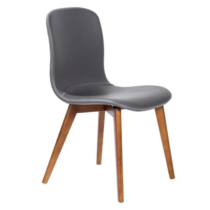 Euro Style - Mai Side Chair in Gray Leatherette with Walnut Stained Solid Wood Legs (Set of 2) - 38880GRY-MP2 veiw 2
