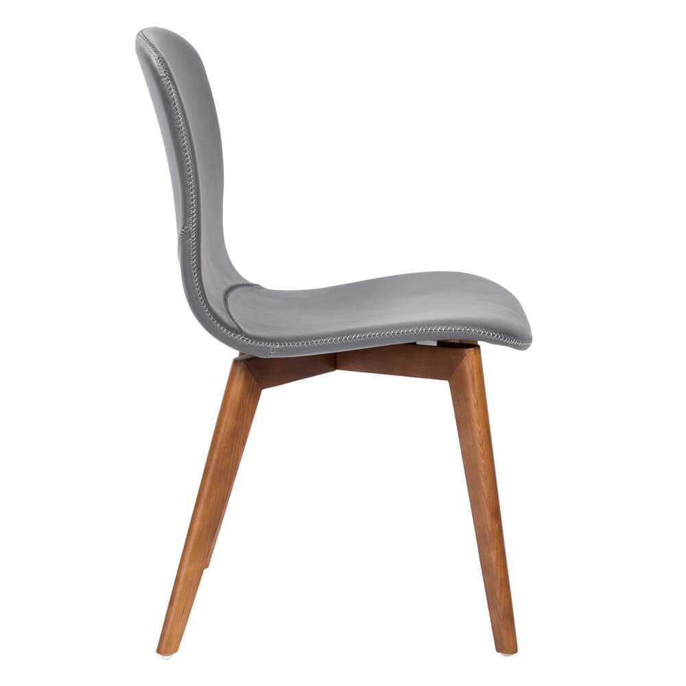 Euro Style - Mai Side Chair in Gray Leatherette with Walnut Stained Solid Wood Legs (Set of 2) - 38880GRY-MP2 veiw 3