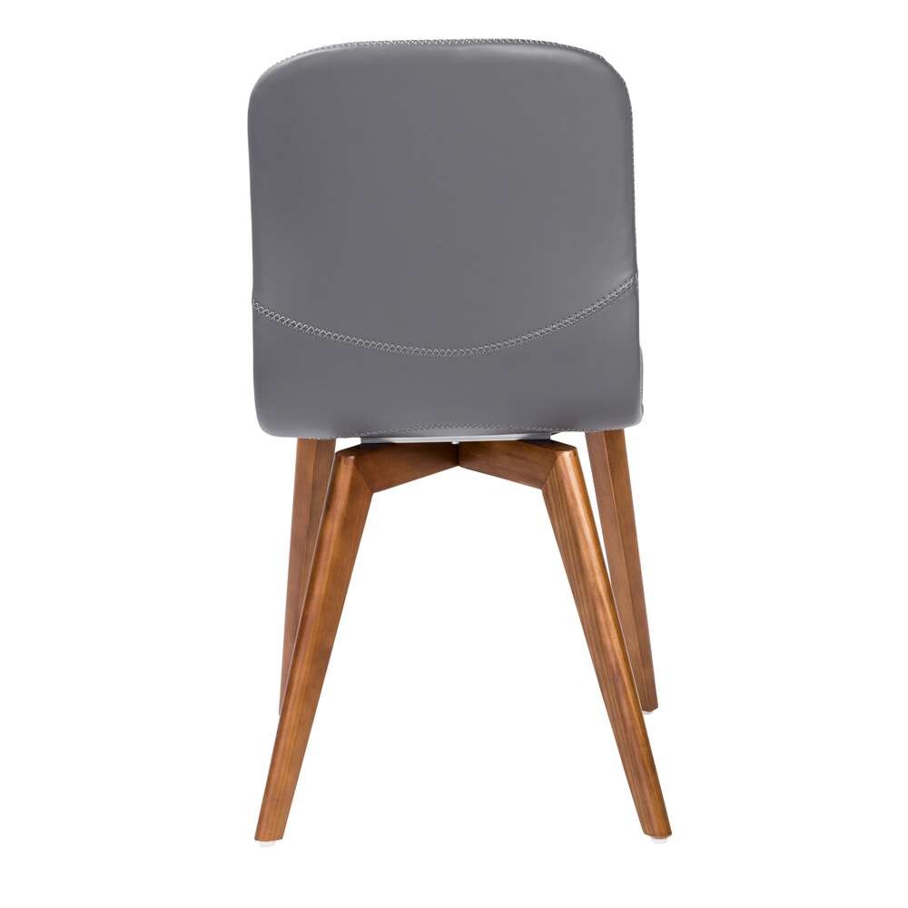 Euro Style - Mai Side Chair in Gray Leatherette with Walnut Stained Solid Wood Legs (Set of 2) - 38880GRY-MP2 veiw 5