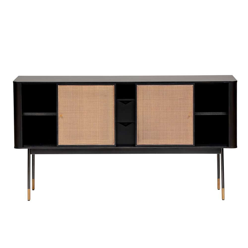 Euro Style - Miriam 59in Sideboard in Black with Natural Wicker - 94216BLK veiw 2