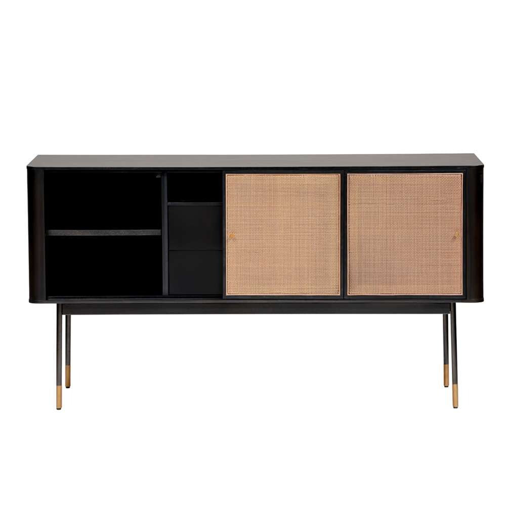 Euro Style - Miriam 59in Sideboard in Black with Natural Wicker - 94216BLK veiw 4