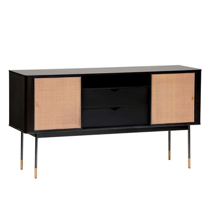 Euro Style - Miriam 59in Sideboard in Black with Natural Wicker - 94216BLK veiw 5