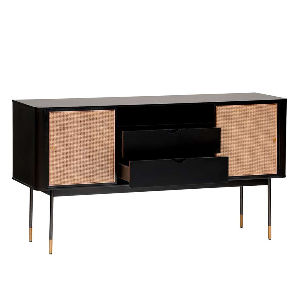 Euro Style - Miriam 59in Sideboard in Black with Natural Wicker - 94216BLK veiw 6