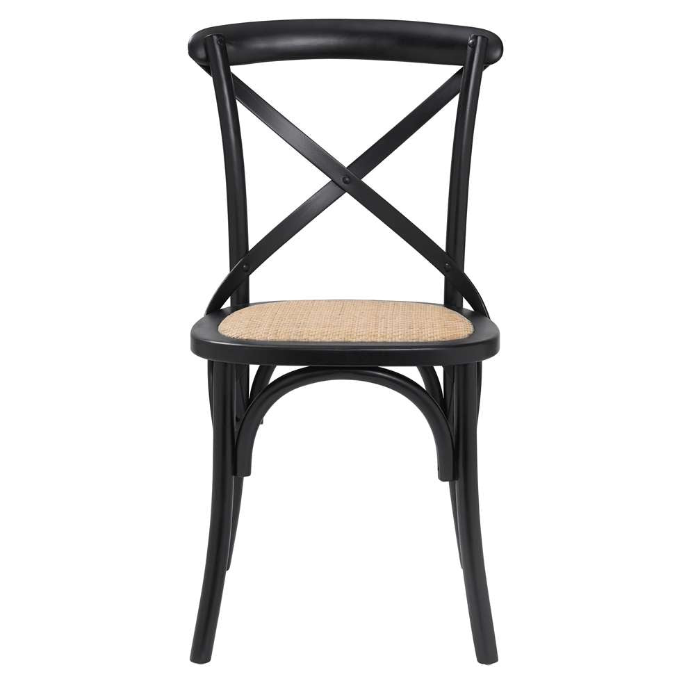 Euro Style - Neyo Side Chair in Black with Natural Rattan Seat (Set of 2) - 08196BLK veiw 1