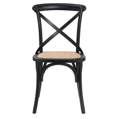 Euro Style - Neyo Side Chair in Black with Natural Rattan Seat (Set of 2) - 08196BLK veiw 1
