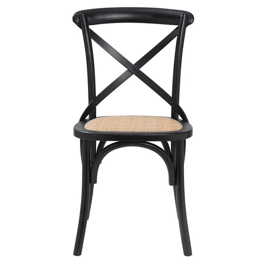 Euro Style - Neyo Side Chair in Black with Natural Rattan Seat (Set of 2) - 08196BLK veiw 1