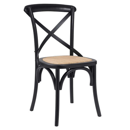 Euro Style - Neyo Side Chair in Black with Natural Rattan Seat (Set of 2) - 08196BLK veiw 2