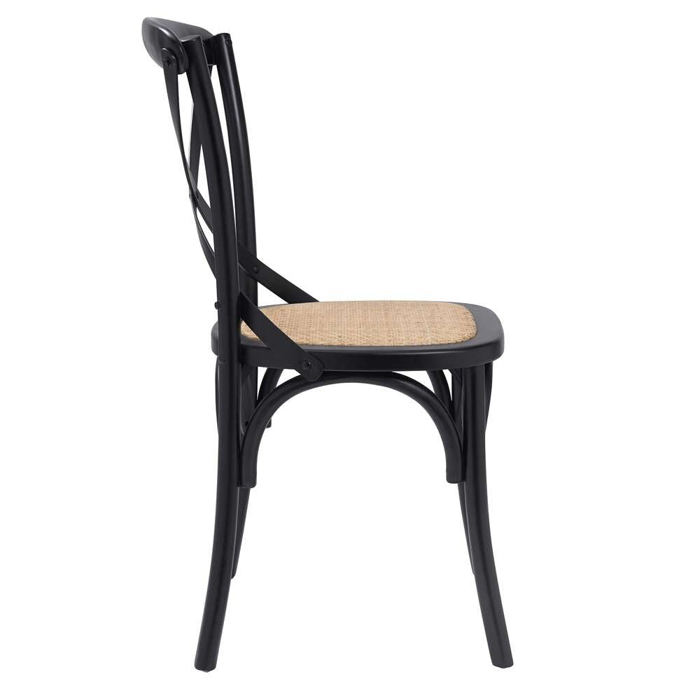 Euro Style - Neyo Side Chair in Black with Natural Rattan Seat (Set of 2) - 08196BLK veiw 3