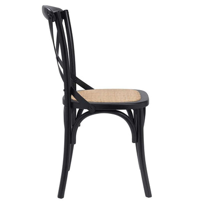 Euro Style - Neyo Side Chair in Black with Natural Rattan Seat (Set of 2) - 08196BLK veiw 3