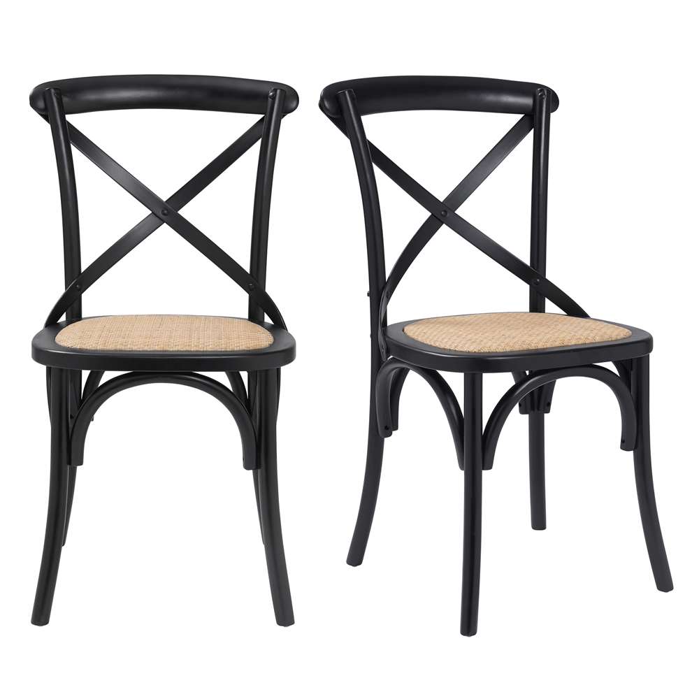 Euro Style - Neyo Side Chair in Black with Natural Rattan Seat (Set of 2) - 08196BLK veiw 7