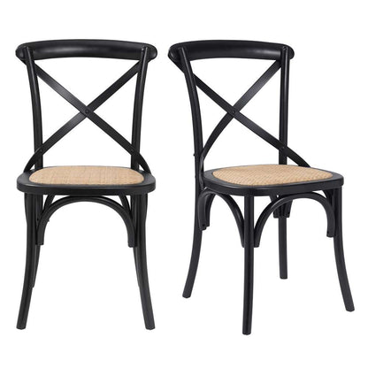Euro Style - Neyo Side Chair in Black with Natural Rattan Seat (Set of 2) - 08196BLK veiw 7