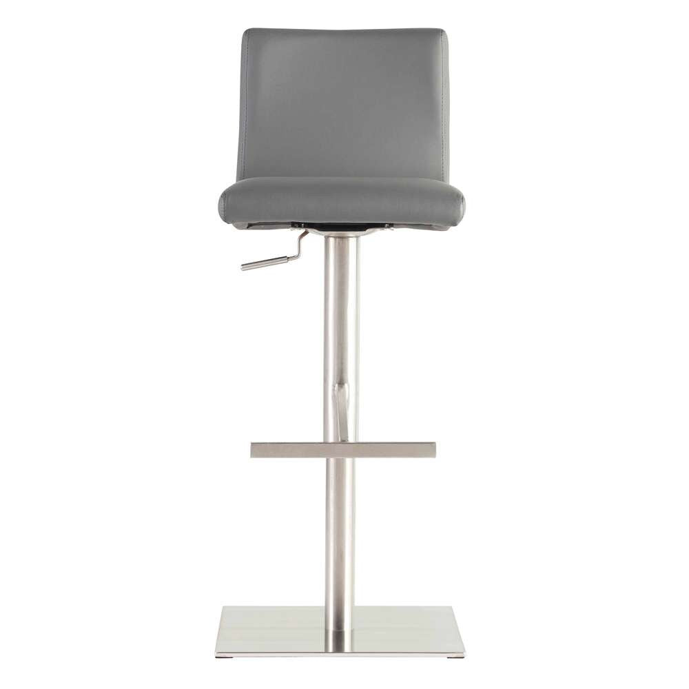 Euro Style - Scott Adjustable Bar/Counter Stool In Gray With Brushed Stainless Steel Base - 80974GRY veiw 1