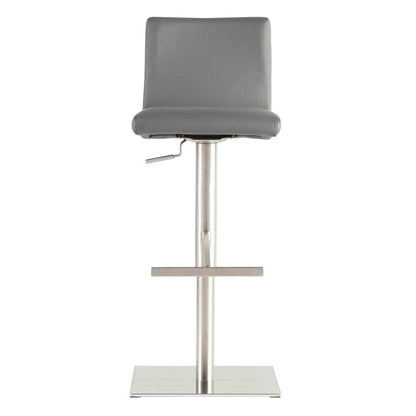 Euro Style - Scott Adjustable Bar/Counter Stool In Gray With Brushed Stainless Steel Base - 80974GRY veiw 1