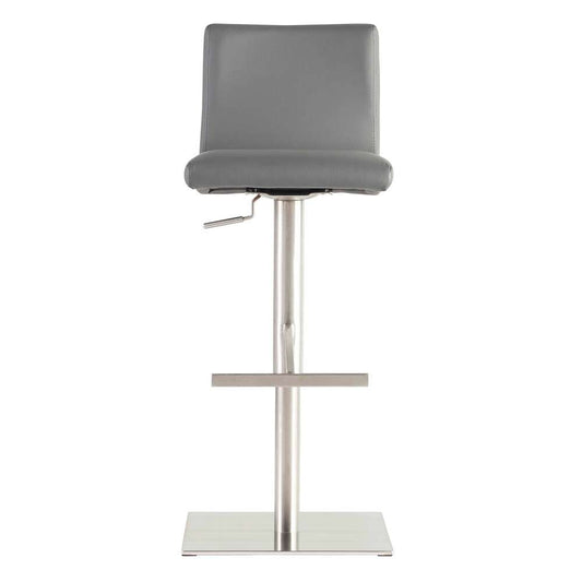 Euro Style - Scott Adjustable Bar/Counter Stool In Gray With Brushed Stainless Steel Base - 80974GRY veiw 1