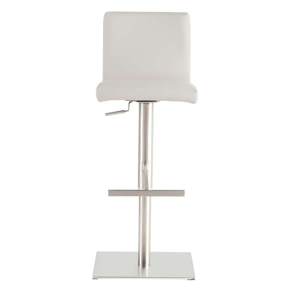 Euro Style - Scott Adjustable Bar/Counter Stool In White With Brushed Stainless Steel Base - 80974WHT veiw 1