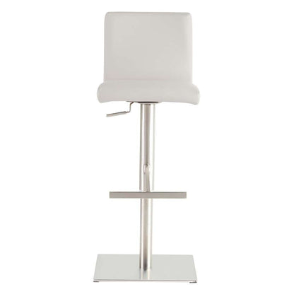 Euro Style - Scott Adjustable Bar/Counter Stool In White With Brushed Stainless Steel Base - 80974WHT veiw 1