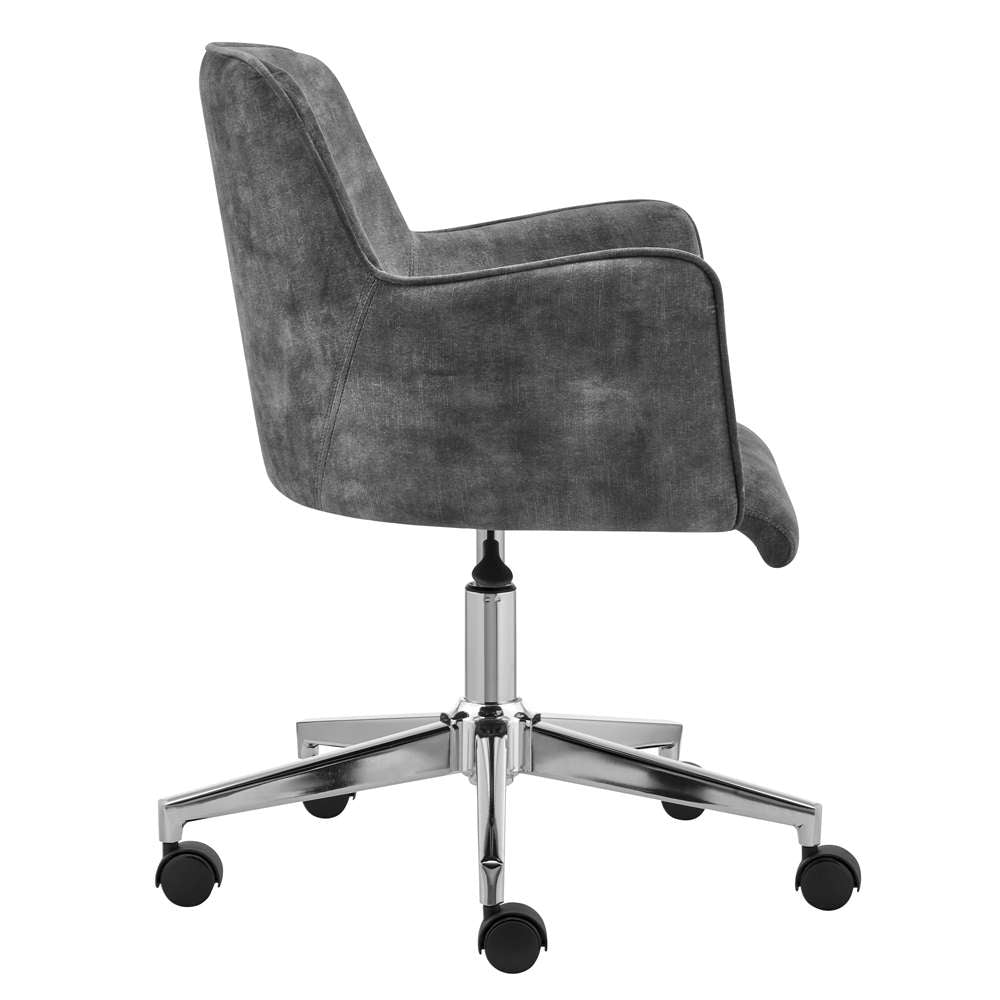 Euro Style - Sunny Pro Office Chair in Gray Velvet with Chrome Base - 29741GRY veiw 3