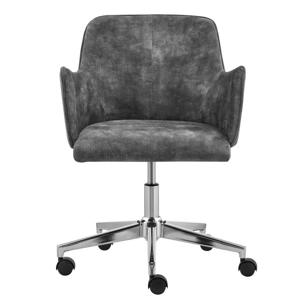 Euro Style - Sunny Pro Office Chair in Gray Velvet with Chrome Base - 29741GRY veiw 6