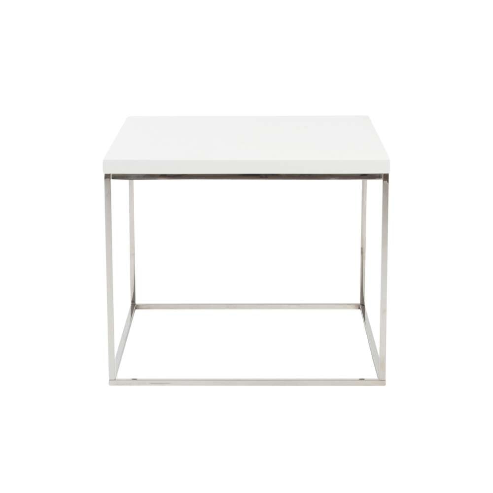 Euro Style - Teresa Square Side Table in White with Polished Stainless Steel Base - 09802WHT veiw 1