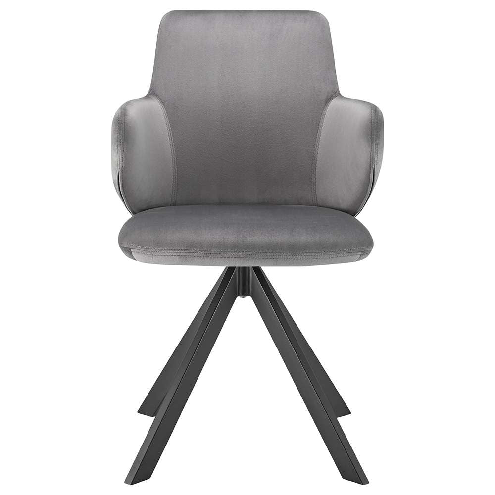 Euro Style - Vigo Swivel Side Chair in Gray Velvet with Black Steel Legs - 30922-GRY veiw 1
