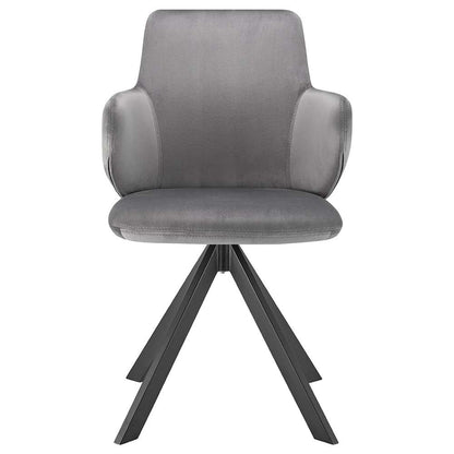 Euro Style - Vigo Swivel Side Chair in Gray Velvet with Black Steel Legs - 30922-GRY veiw 1