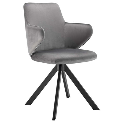 Euro Style - Vigo Swivel Side Chair in Gray Velvet with Black Steel Legs - 30922-GRY veiw 2