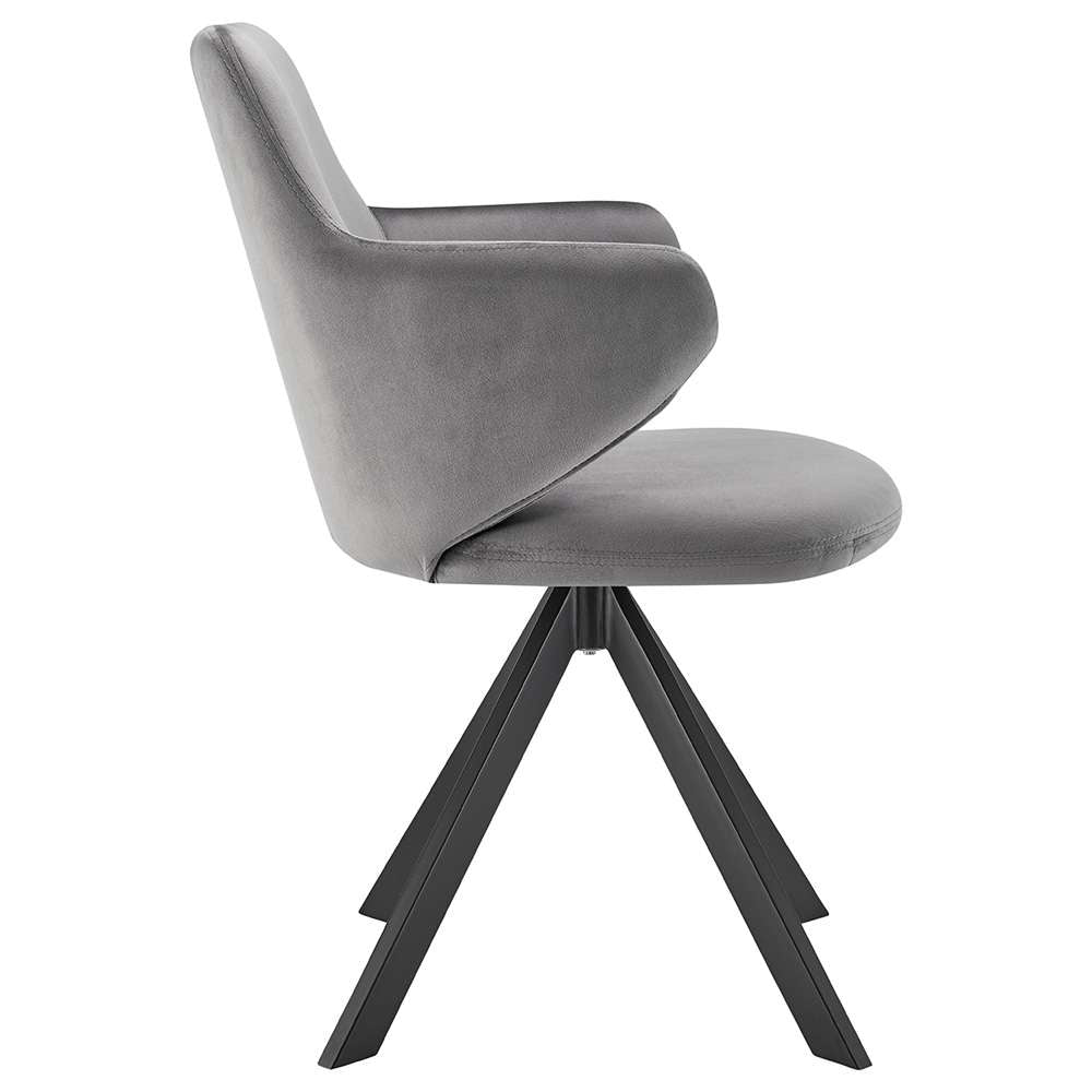 Euro Style - Vigo Swivel Side Chair in Gray Velvet with Black Steel Legs - 30922-GRY veiw 3