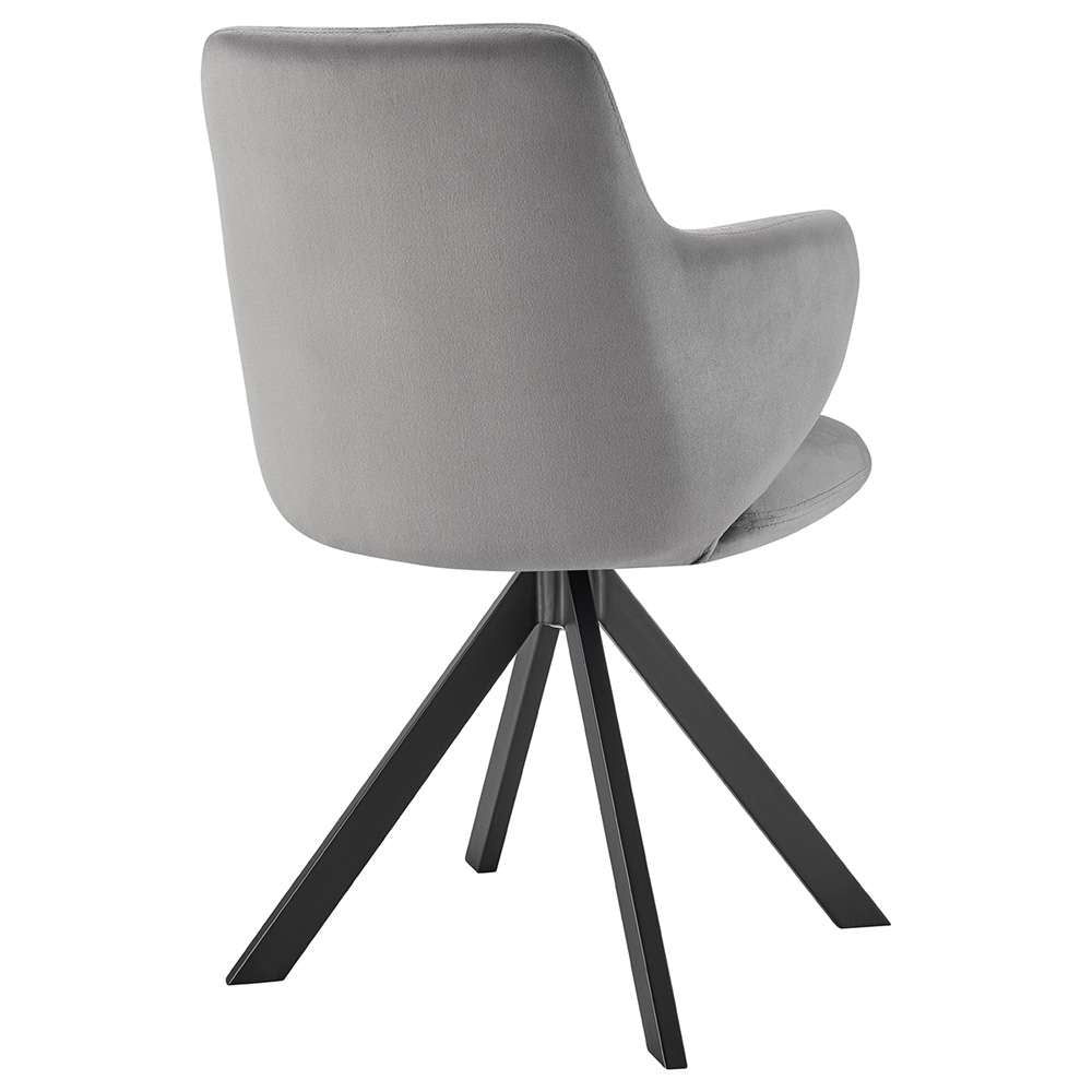 Euro Style - Vigo Swivel Side Chair in Gray Velvet with Black Steel Legs - 30922-GRY veiw 4
