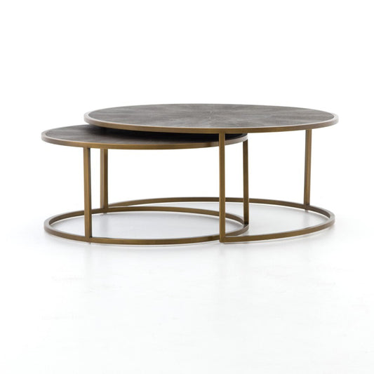 Four Hands - Shagreen Nesting Coffee Table - Brass - VBEN-018 veiw 1