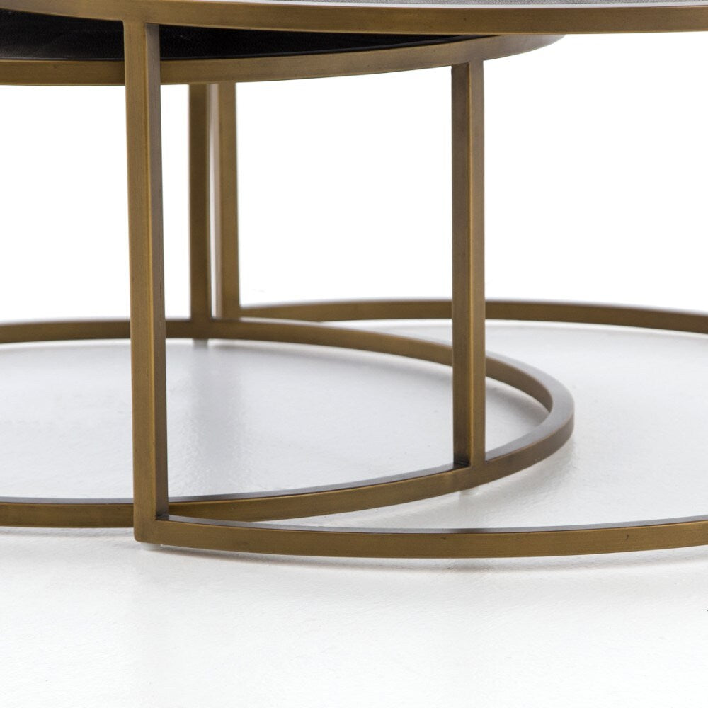 Four Hands - Shagreen Nesting Coffee Table - Brass - VBEN-018 veiw 2