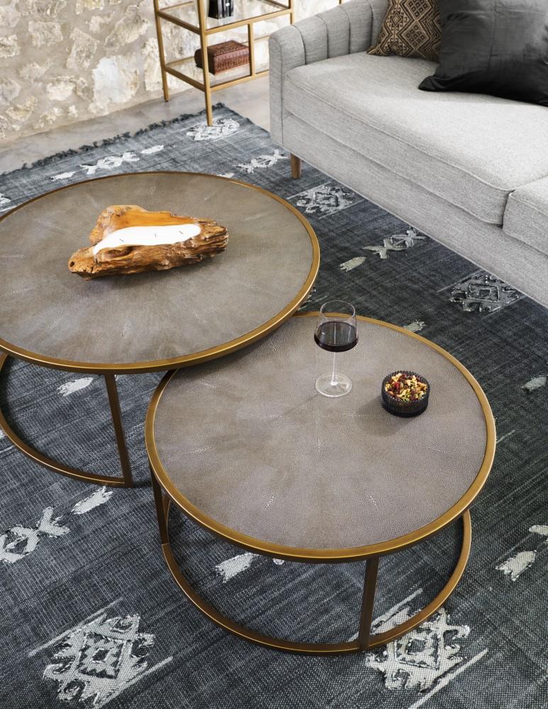 Four Hands - Shagreen Nesting Coffee Table - Brass - VBEN-018 veiw 11