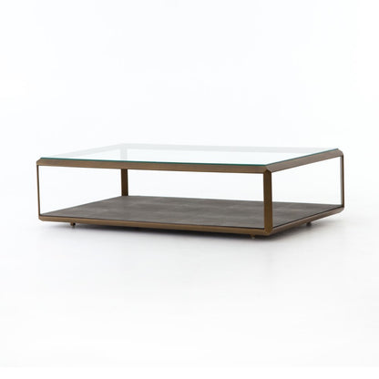 Four Hands - Shagreen Shadow Box Coffee Table - Brass - VBEN-016A veiw 1